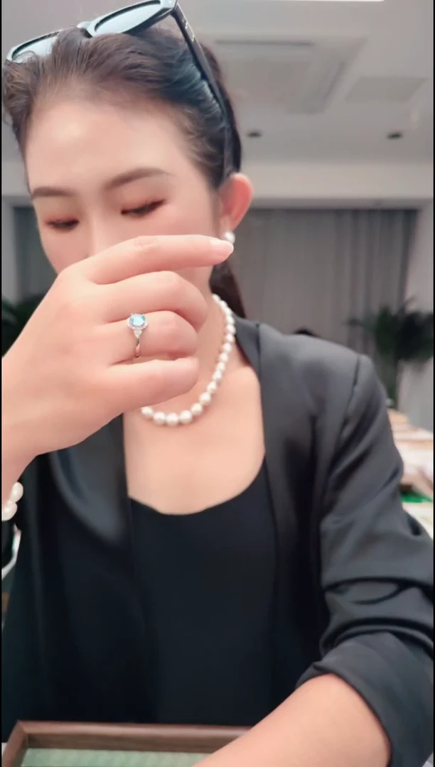 合金戒圈海蓝宝石2647蓝戒指