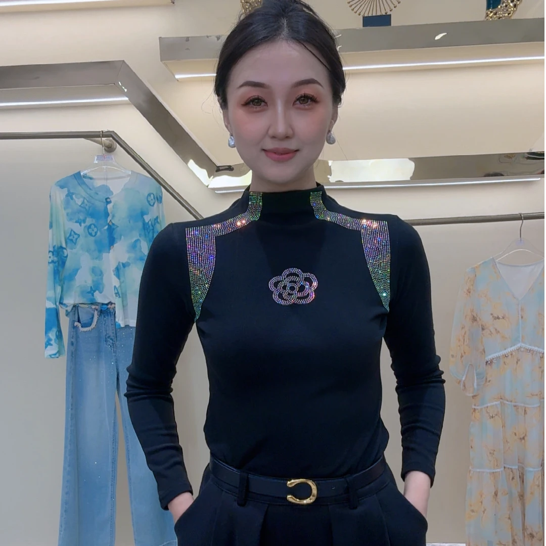 德绒烫钻2026烫钻保暖打底长袖秋冬洋气时尚高级复古小衫上衣Z981