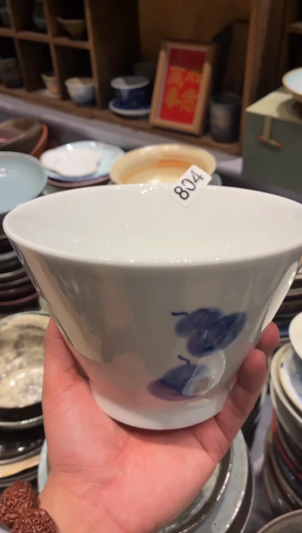 瓷片看****我804 微瑕手绘葫芦斗笠面碗1个