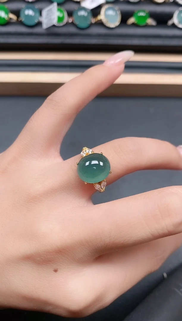 翡翠戒指银S925镶嵌1111