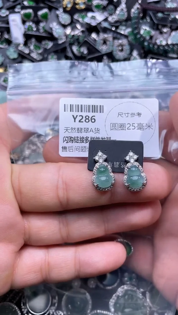 【闪购商品】翡翠颈饰未镶嵌Y286耳钉