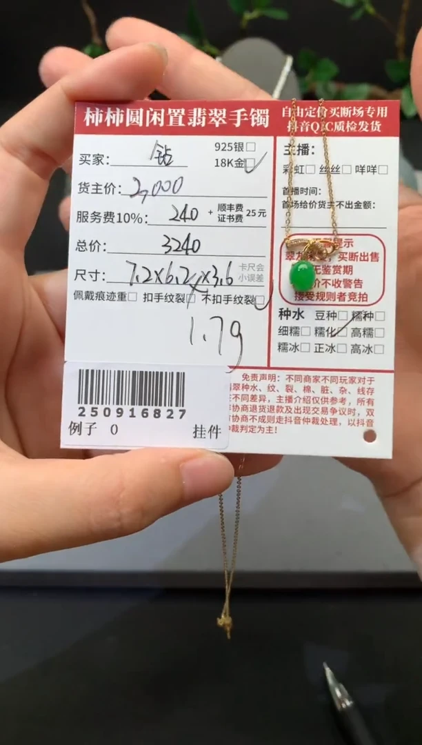 颈饰18K金镶嵌翡翠姐姐250916827
