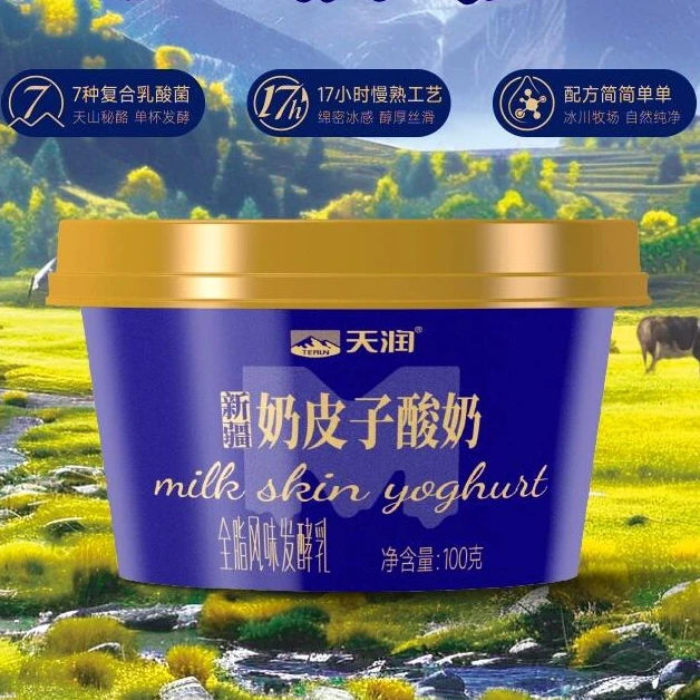 新疆天润奶皮子酸奶100克装×9杯