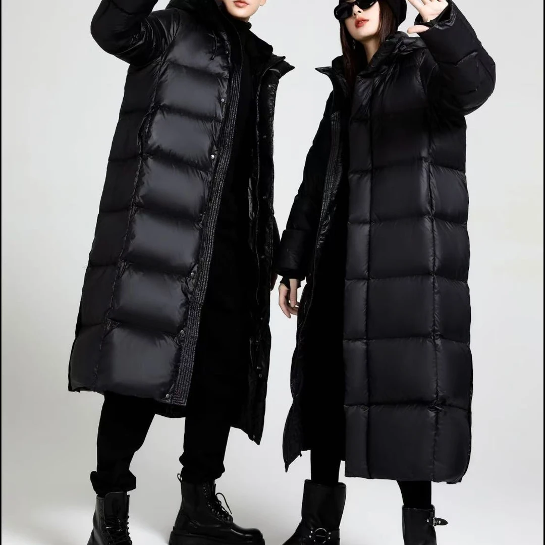 【黑金鸭绒长款】GG冬季情侣羽绒服男女同款百搭外套防风防水保暖