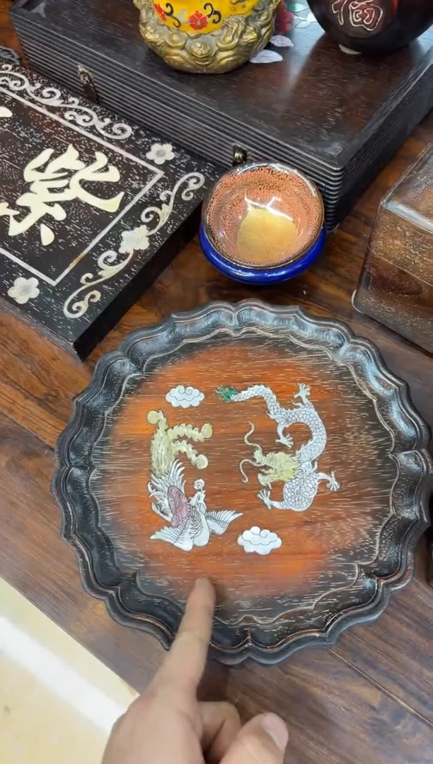 控****！小叶紫檀圆形茶盘