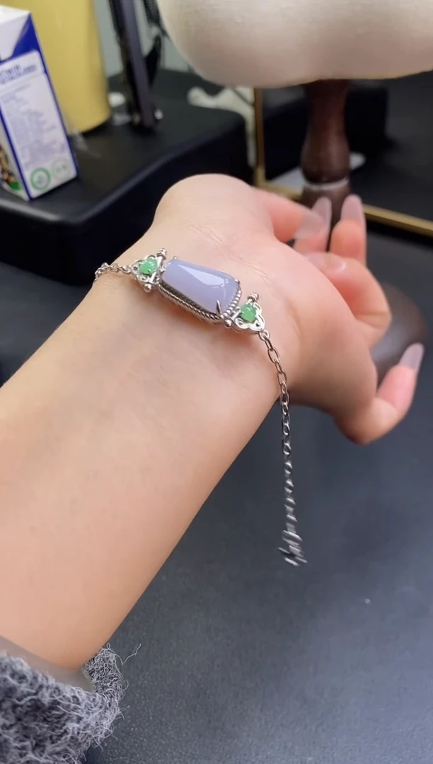 颈饰银S925镶嵌翡翠0336