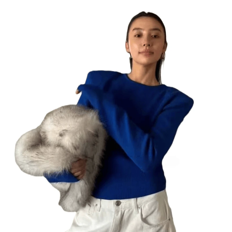 6393款针织垫肩上衣「冬季新款」