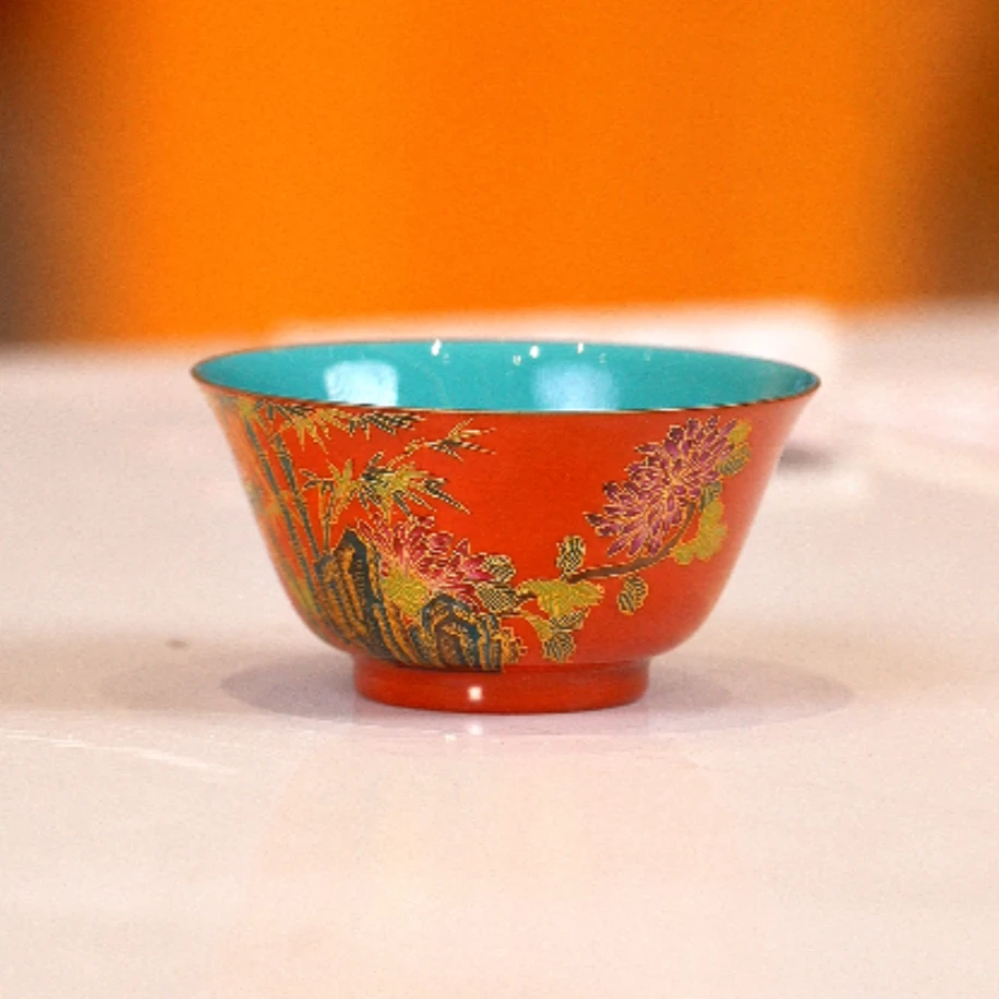 【樊匠造器专属】掐丝珐琅竹菊撇口杯