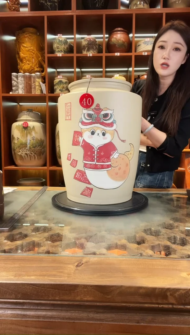 罐云南建水紫陶大号白泥缸@40