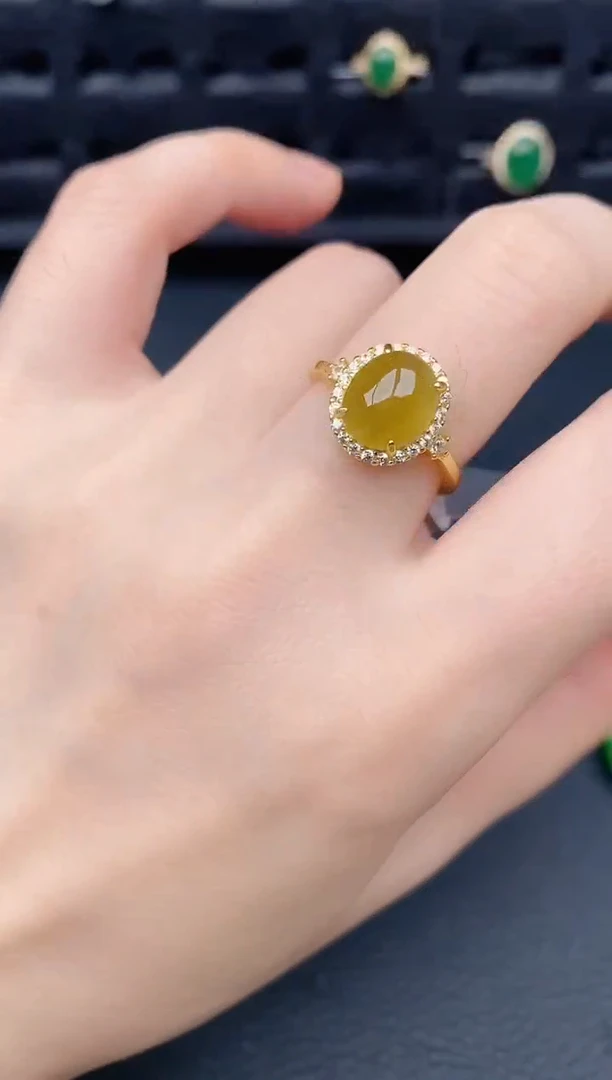 银S925镶嵌戒指翡翠天然a货翡翠362