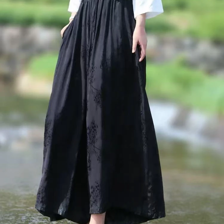 6607 安然家轻国风大摆裙裤 复古中式提花时尚休闲