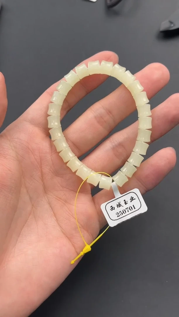 未镶嵌手串和田玉若羌黄口竹节手串卡8微色差