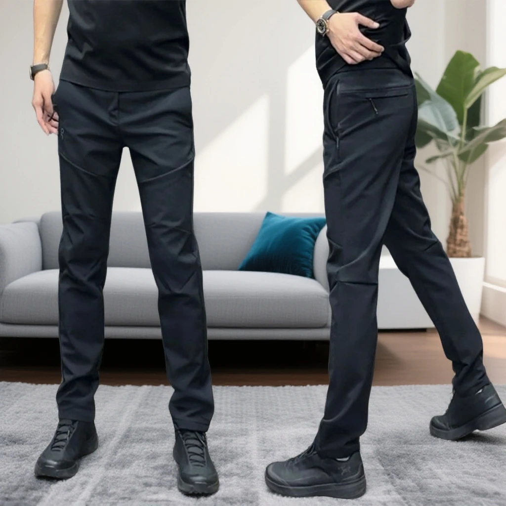 秋冬保暖登山冲锋潮款裤潮流百搭松紧腰外穿休闲裤男士加绒工装裤