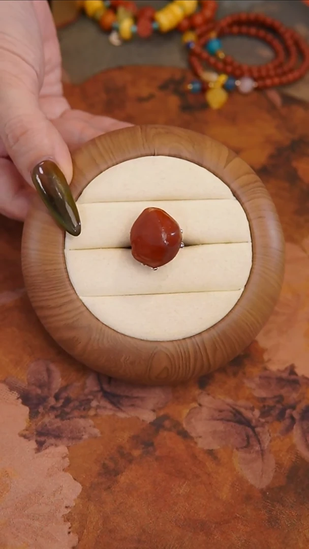 银S925镶嵌琥珀戒指戒指