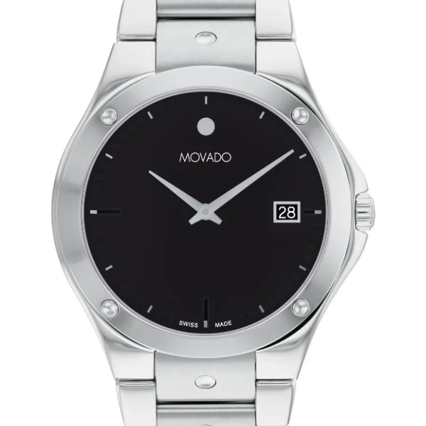 MOVADO/摩凡陀40mm 男款石英表 钢带 带日历 商务腕表 0607699