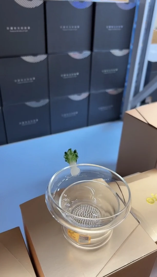 玻璃手工艺品禾器-百财茶漏-激光款