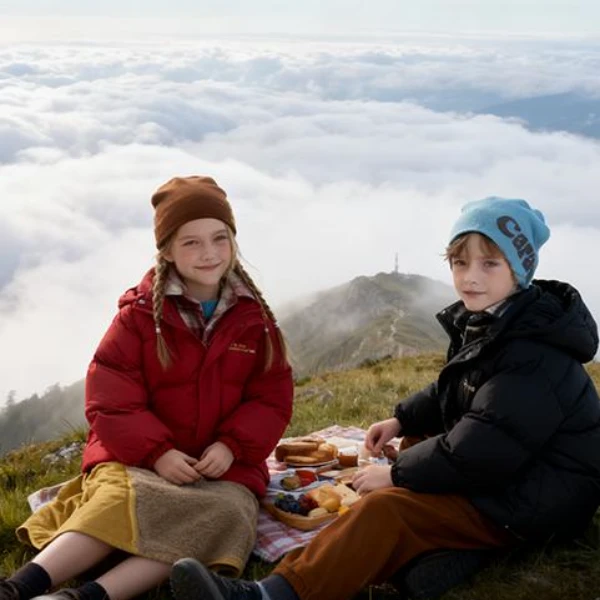 【新国标90绒】雅鹿羽绒服雪山系列连帽衬衫假两件儿童加绒加厚外套