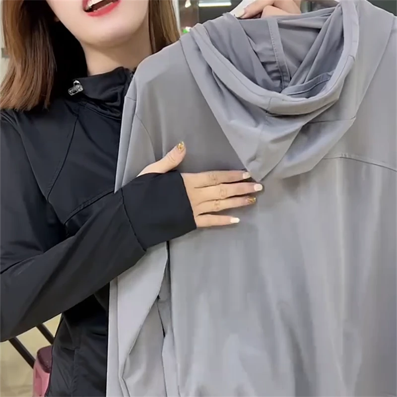 2025新款韩版修身显瘦百搭连帽外套女夏季百搭洋气防晒开衫上衣潮