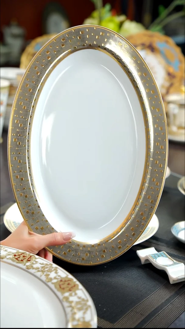 瓷片14英寸鱼盘  1个