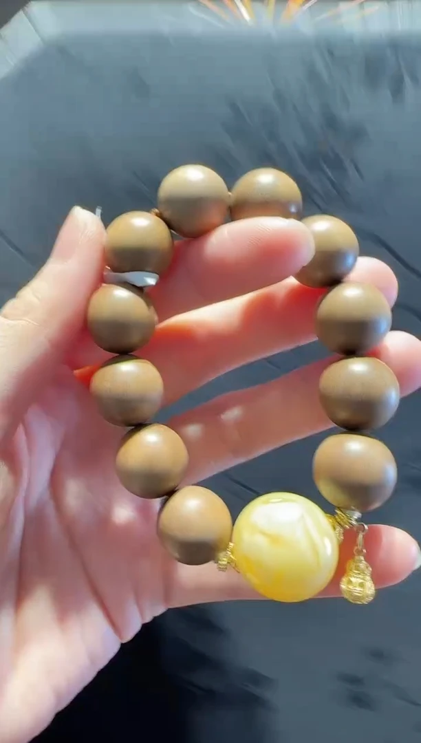 手串蜜蜡18K金镶嵌珠宝原创直播间