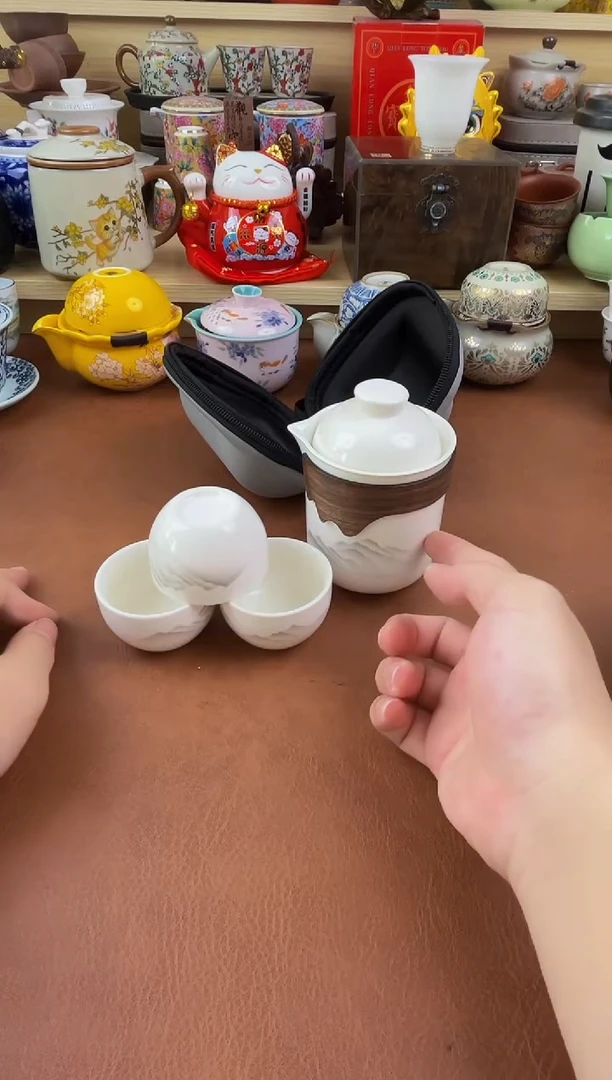 陶瓷茶具摆件旅行套组