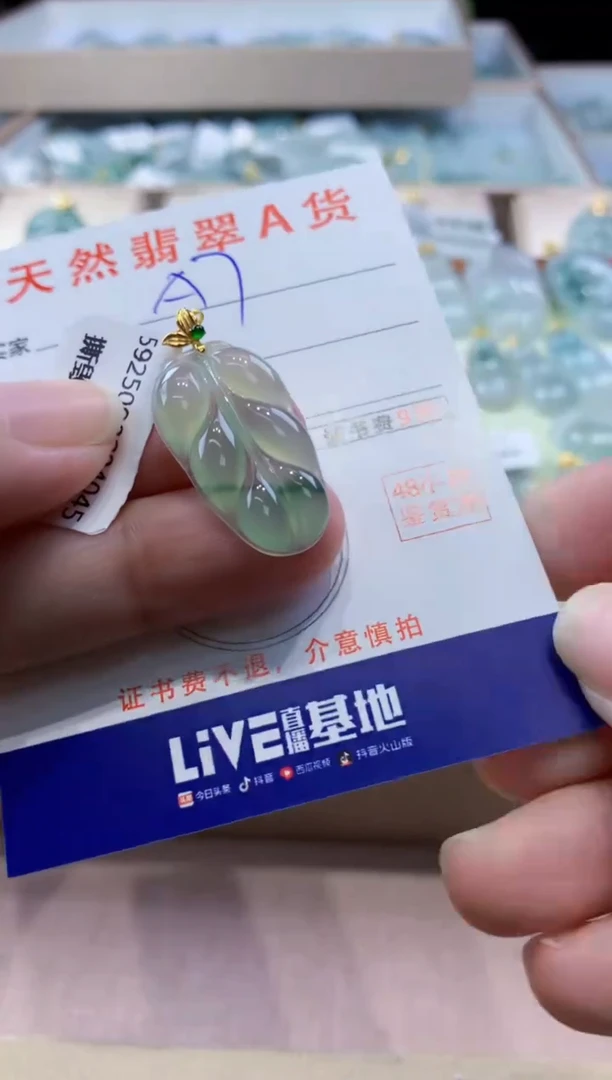 颈饰18K金镶嵌翡翠天然缅甸a货翡翠