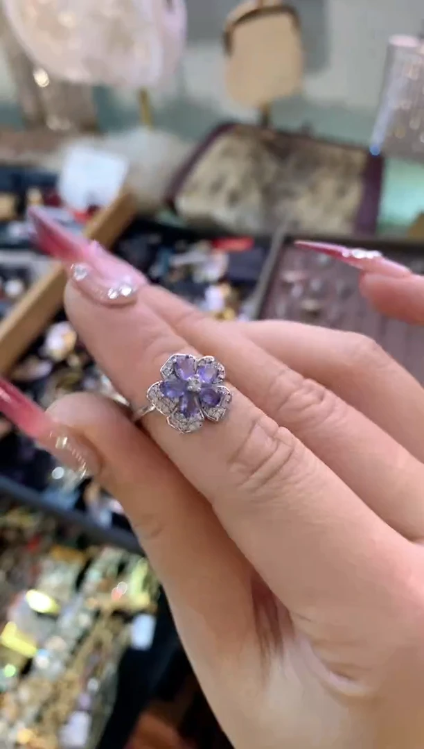 【闪购商品】坦桑石戒指银S925镶嵌楚楚中古珠宝甄选不退换