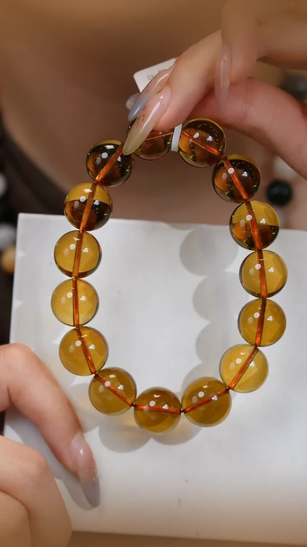 水晶手串未镶嵌Q黄水晶手串15m+  JP50933 宋