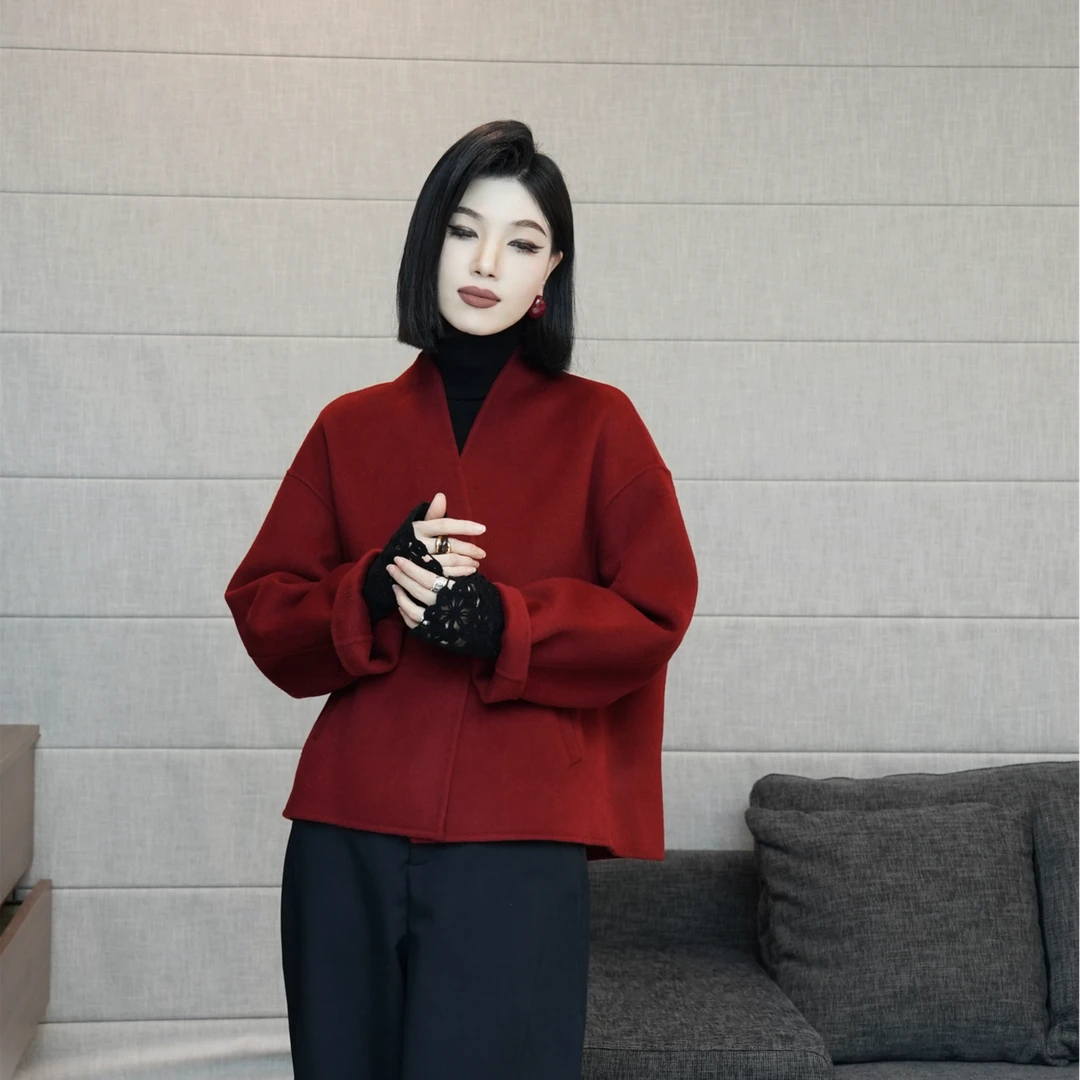 POPULARYW【椿樱时】复古气质宽松纯色秋冬大衣外套