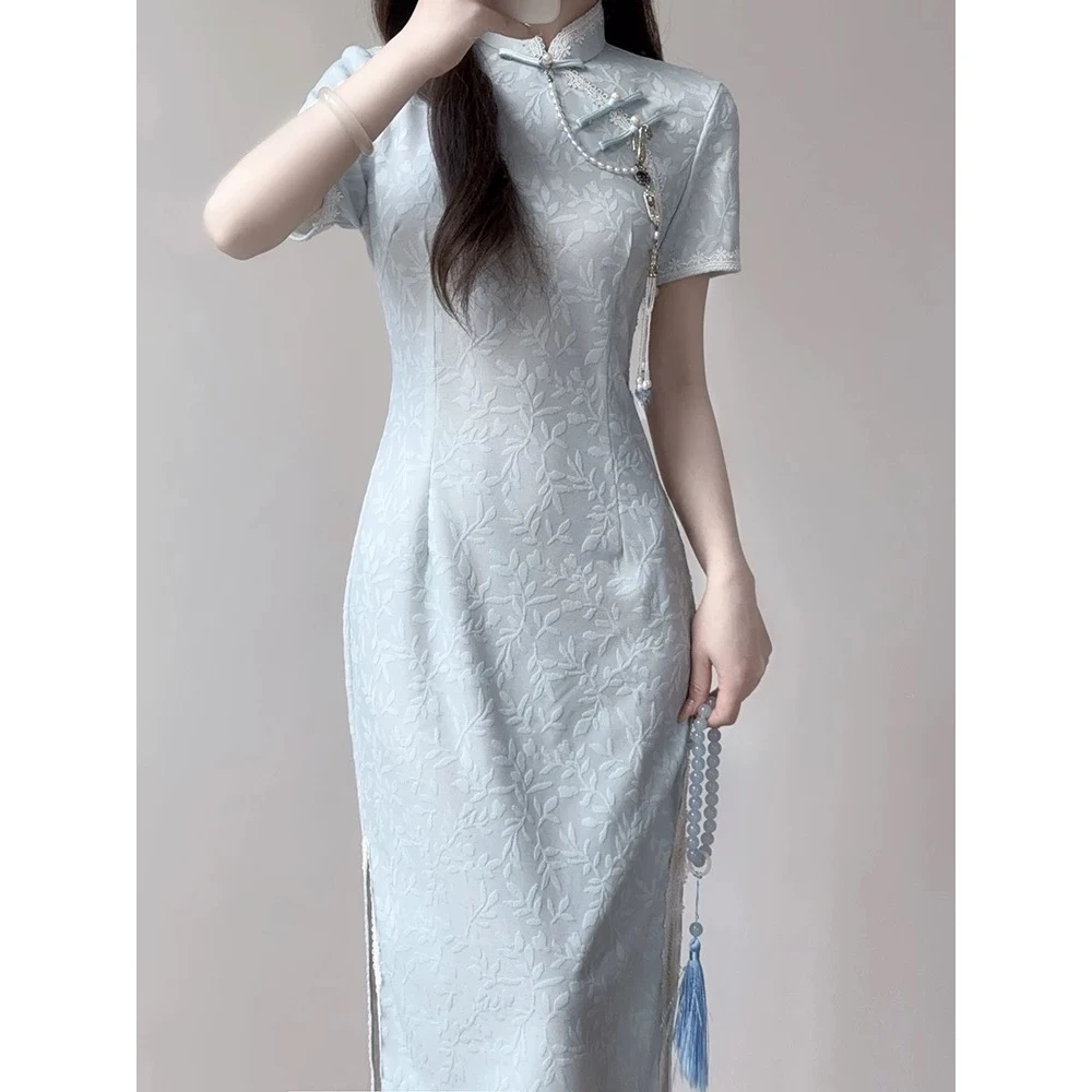 大码女装2025新款改良年轻款新中式连衣裙夏季日常旗袍11474