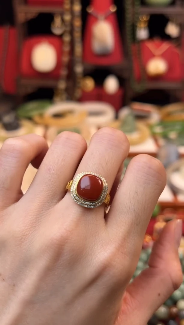 【闪购商品】南红玛瑙戒指18K金镶嵌1