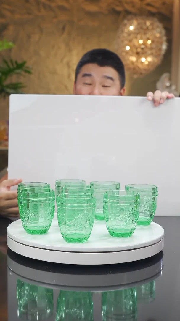琉璃手工艺品福利浅绿水杯一套八只