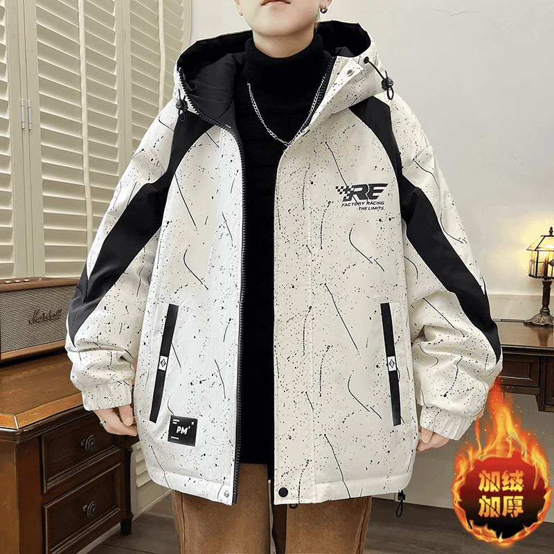 25秋冬季新款青少年中学生男潮流连帽宽松休闲防水渐变外套夹克