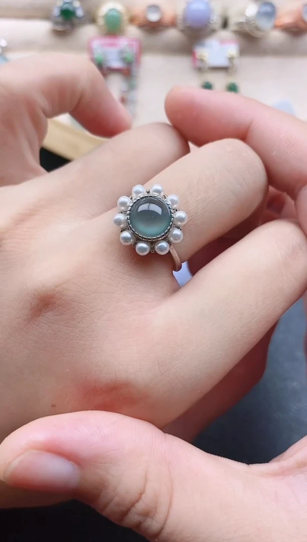 翡翠戒指银S925镶嵌1