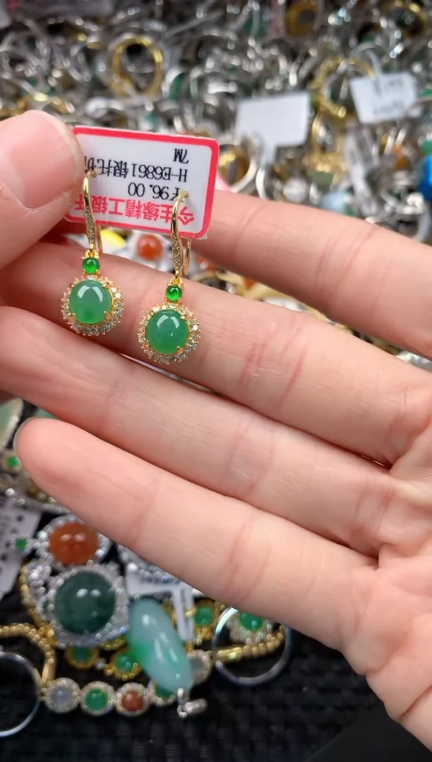 银S925镶嵌戒指翡翠222   3