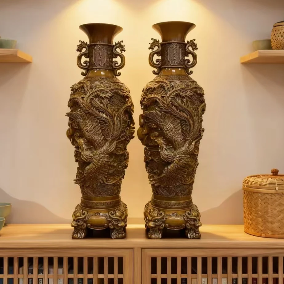 龙凤花瓶摆件（拍一发二)家居客厅办公室摆放高47家居摆件