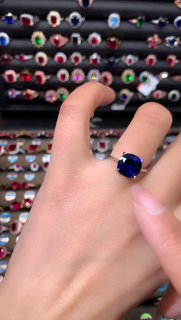 【闪购商品】蓝宝石戒指银S925镶嵌10