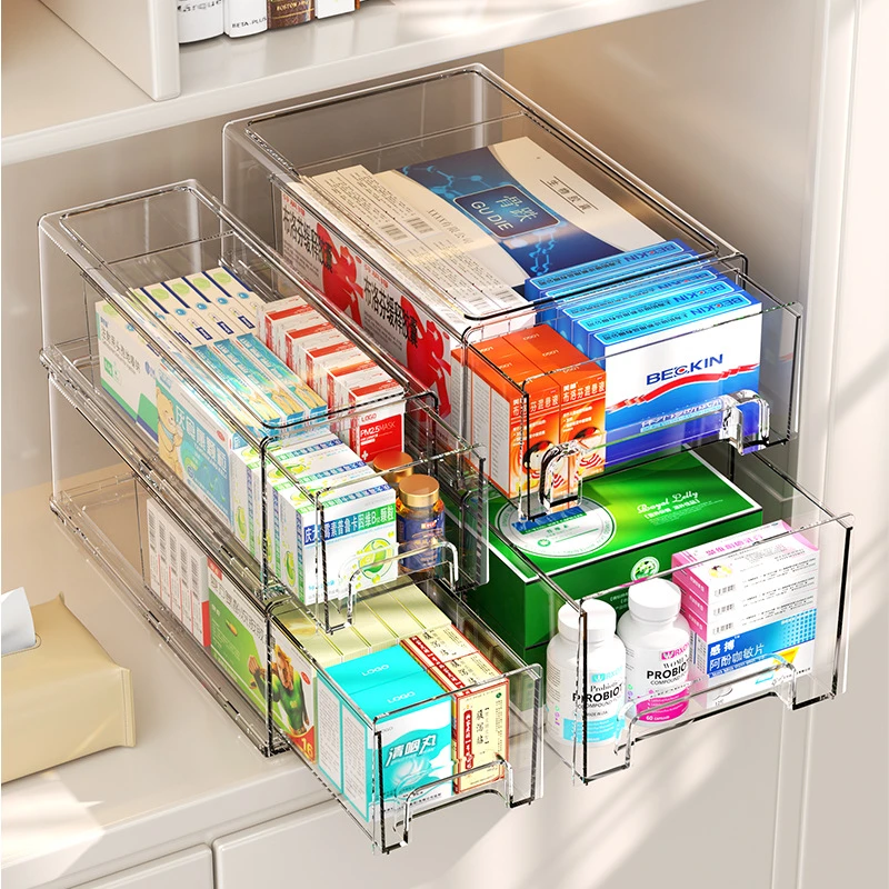 透明亚克力抽屉式整理盒面膜收纳盒桌面化妆品护肤品家用宿舍杂物