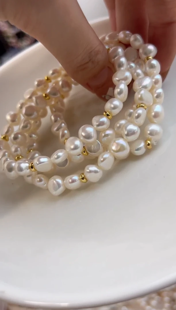 未镶嵌淡水珍珠福利强光*珍珠手链（无核7mm+）