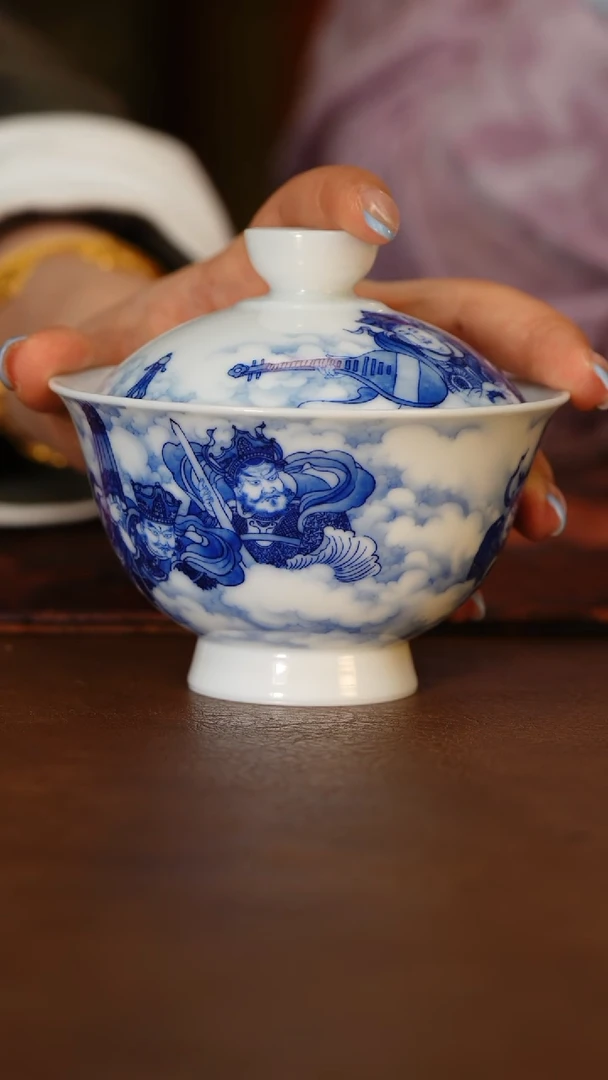 画堂春四大天王两才盖碗