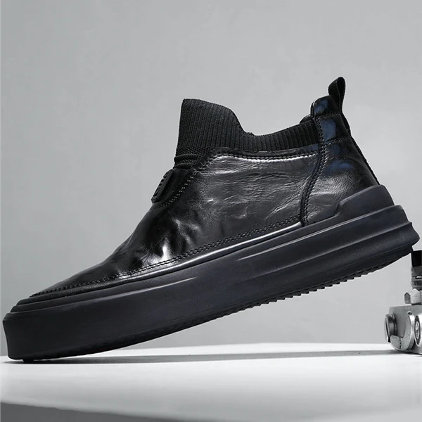 路易弗狄男鞋款休闲皮鞋男款男士男靴高帮男士黑色复古低帮皮鞋