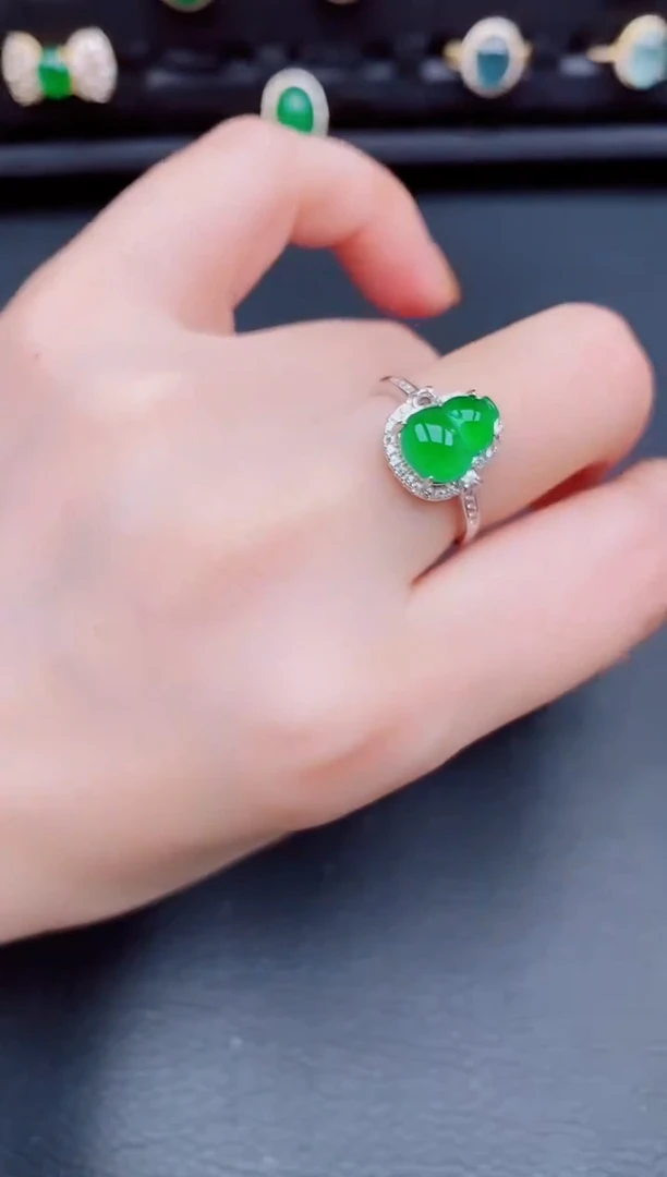 【闪购商品】翡翠戒指银S925镶嵌天然a货翡翠211