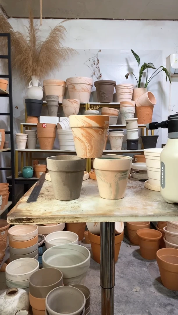 13*13陶盆3色组合 3盆无托