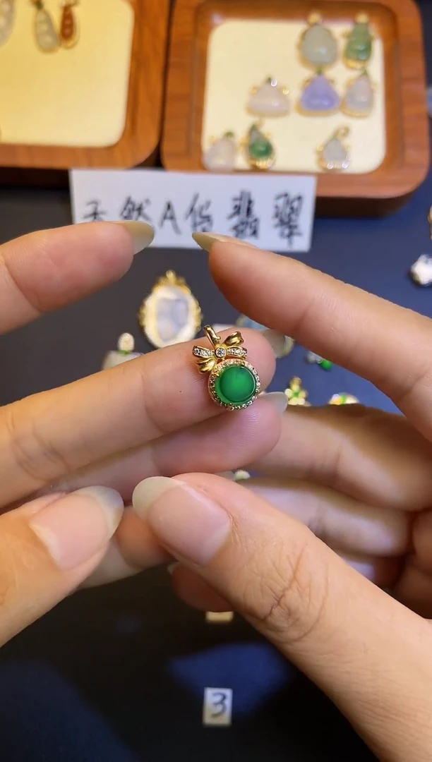 翡翠银S925镶嵌吊坠(不含链)1