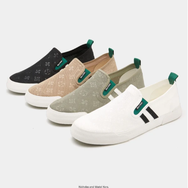 25640潮流休闲百搭一脚蹬男鞋夏季镂空透气单网鞋男士布鞋小白鞋