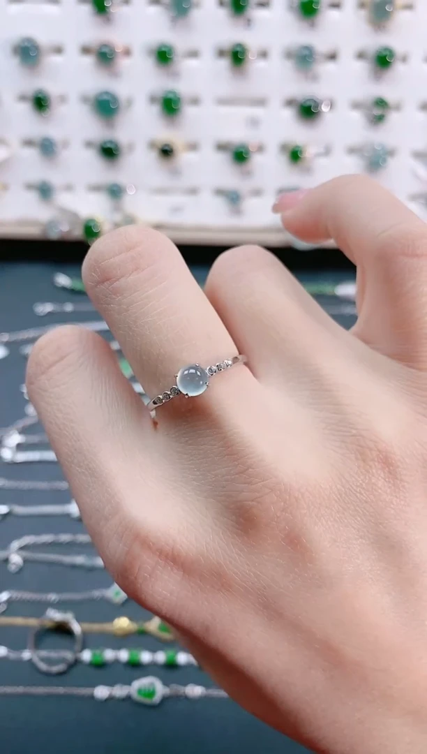 【闪购商品】翡翠戒指银S925镶嵌天然翡翠