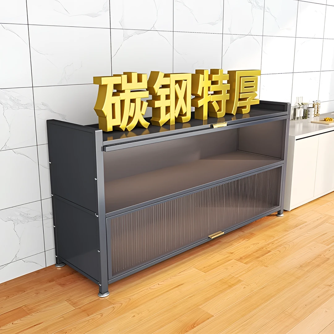 厨房置物架落地多层防尘储物柜微波炉锅具电器多功能一体收纳橱柜