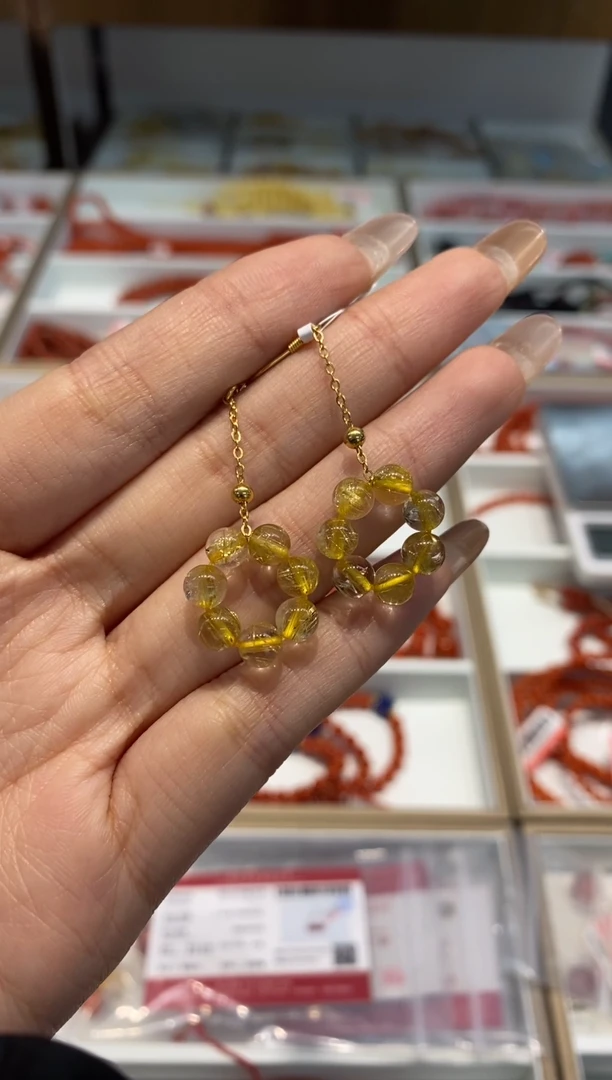 【闪购商品】琥珀耳饰银S925镶嵌耳饰