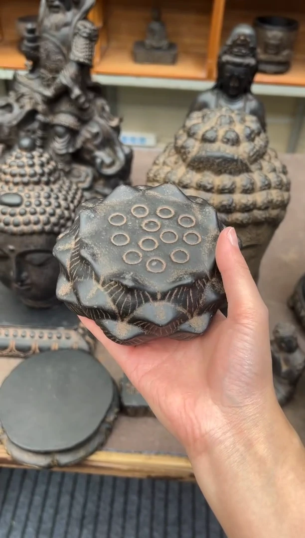 陶土【火山泥】莲蓬实心底座