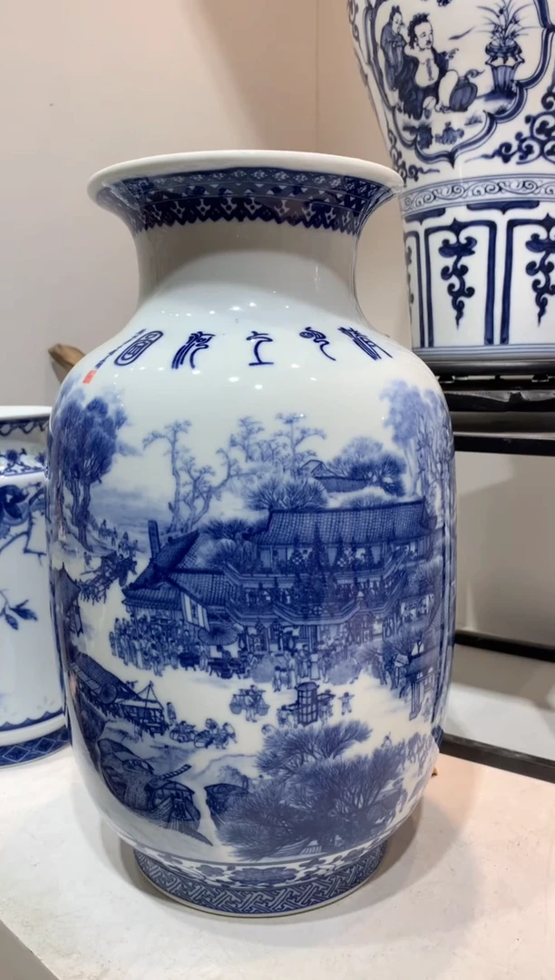 摆件WN问泥景德镇陶瓷花瓶摆件